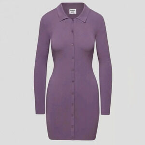 Aritzia Sunday Best Ralph Bodycon Long Sleeve Polo Mini Dress Violet Haze Size M